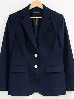 Ralph Lauren Navy Tailored Blazer with cream buttons- Women's Jacket